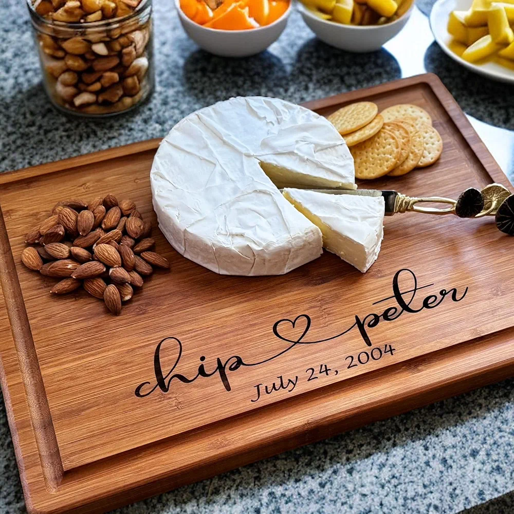 Handmade Personalized Cutting Board - Unique Christmas, Wedding, New Home, and Bridal Shower Gifts - Christmas Gifts - Engraved Charcuterie Boards - Top Quality Bamboo