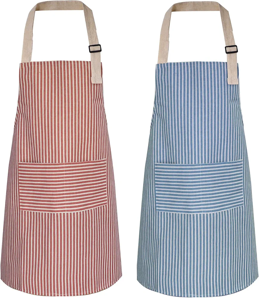 ATROPOS 2 Pack Aprons for Women with Pockets, Waterproof Cooking Aprons for Women, Adjustable Bib Apron Chef Aprons Painting Apron for Kitchen,Cooking,Baking,BBQ,Cleaning,Painting