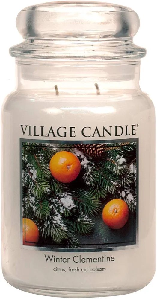 Village Candle Winter Clementine Large Apothecary Jar, Scented Candle, 21.25 oz.