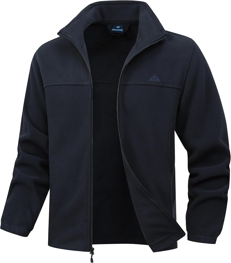 Men's Soft Polar Fleece Jacket with Pockets Lightweight Outdoor Recreation Full Zip Coat