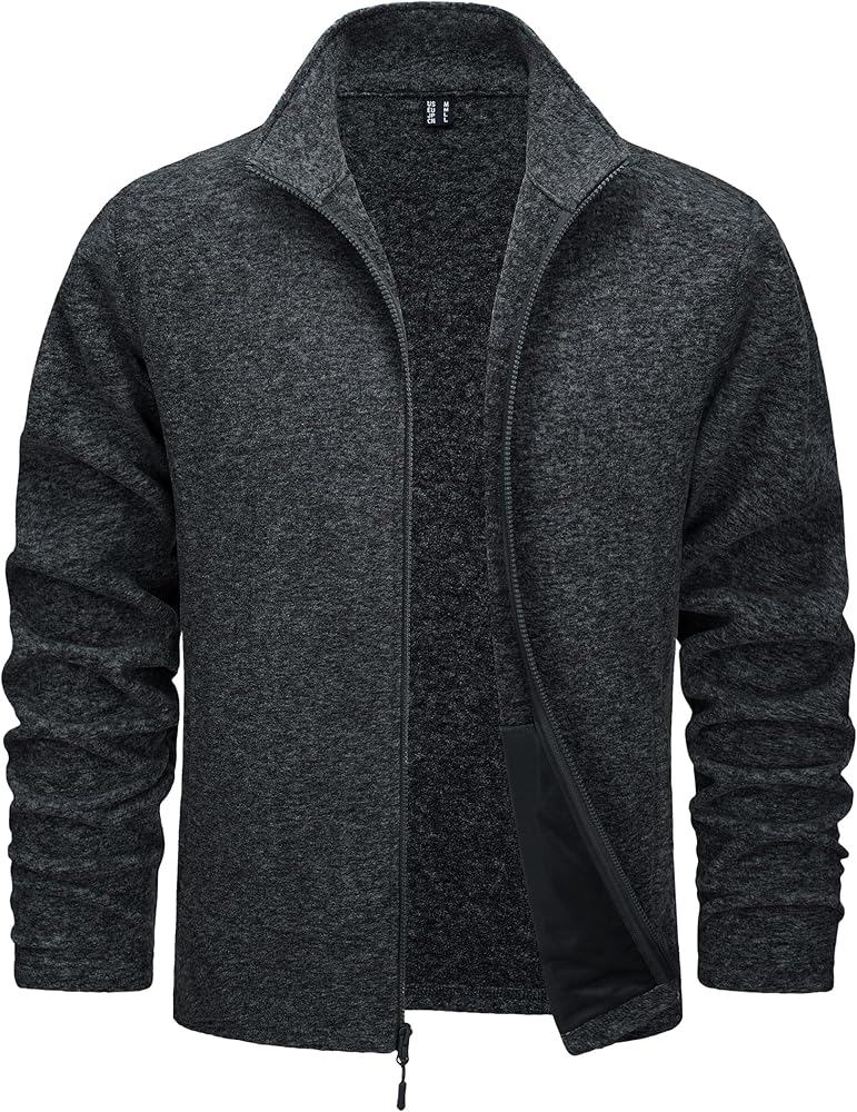 TACVASEN Men's Fleece Jackets Full Zip Lightweight Jacket Casual Soft Warm Coats with Pockets