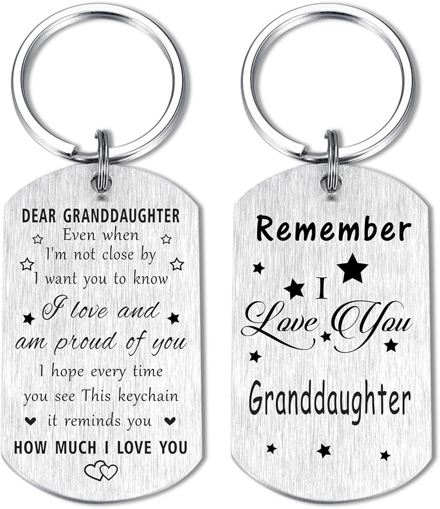 Resdink Granddaughter Christmas Keychain Gifts - to My Dear Granddaughter, I Love You Granddaughter Birthday Key Chain, Best Graduation Gifts for Adult Granddaughter Teen Girl