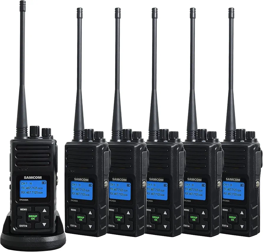 Samcom Two Way Radios, Walkie Talkies Long Range for Adults Rechargeable, 5 Watt High Power Portable 2-Way Radios with Group Talk Function for Business,School,Warehouse,Restaurant (Black 6 Pcs)