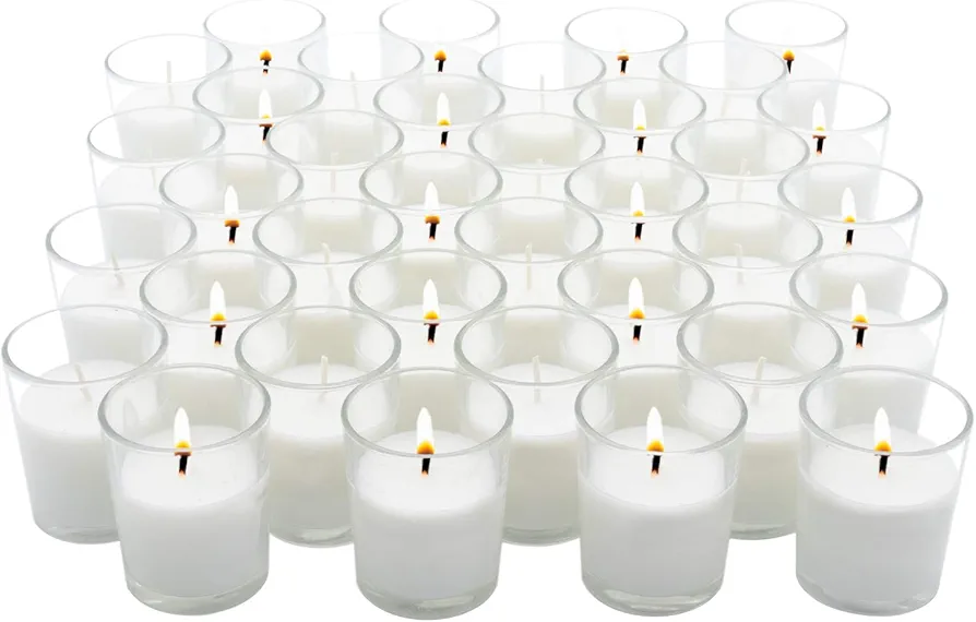 Royal Imports Unscented Clear Glass Votive Candles, Long 12 Hour Burn Time, for Home, Spa, Wedding, Birthday, Holiday, Restaurant, Party, Birthday, 36 Pack