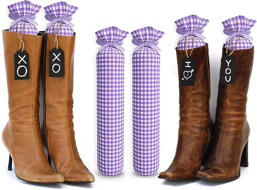 Boot Shaper Stands for Closet Organization. Many Patterns to Choose from. 1 Pair. (Purple Plaid)