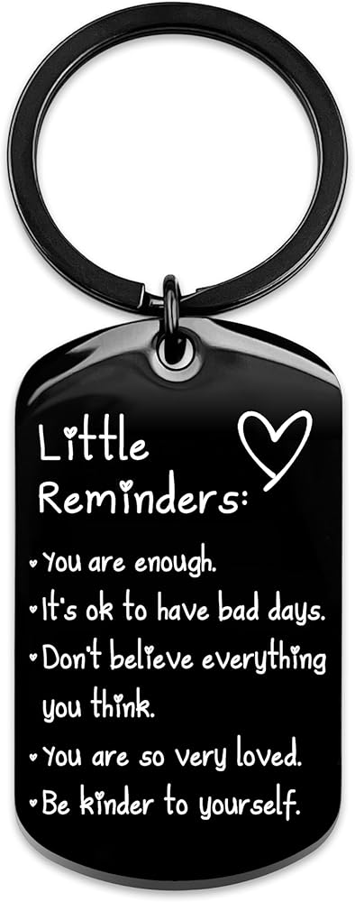 OUMILAN Little Reminders Keychain Inspiration Gifts for Women Men Affirmation Uplifting Mental Health You Are Enough Keyring