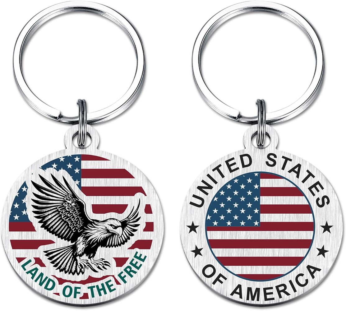 TGCNQ Patriotic American Keychain - United States of America Flag Pendant, Perfect for Proud Patriots, Gifts for Christmas America