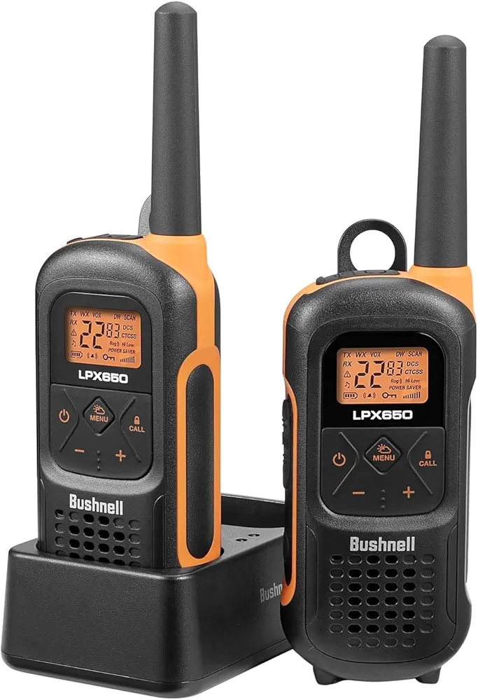 Bushnell LPX650 Walkie Talkie - Waterproof Long Range Two Way Radios, IP67 Rugged Floating Design, USB-C Rechargeable (2 Pack)