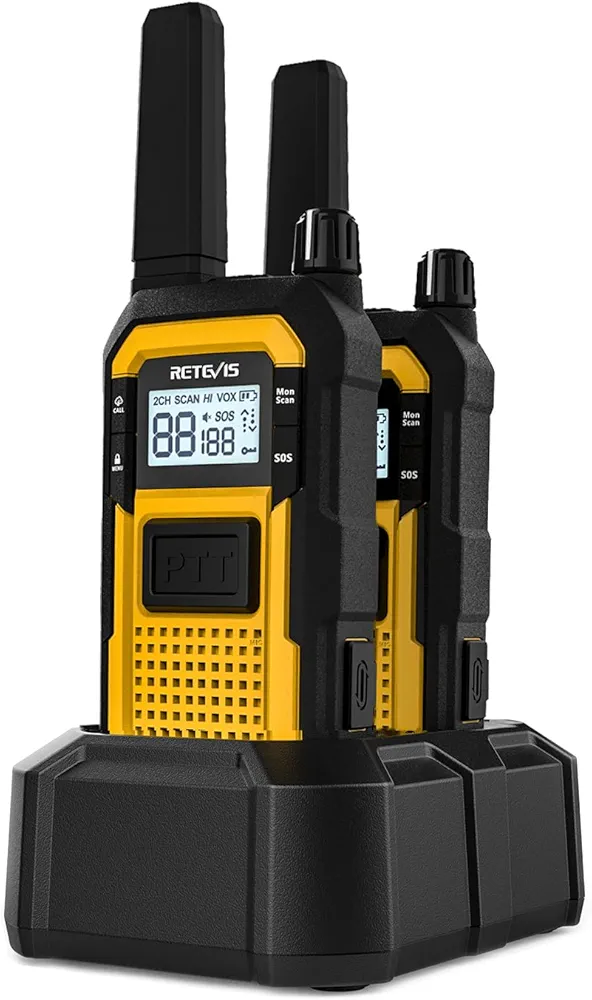 Retevis RB48 Waterproof Walkie Talkies, Heavy Duty Two Way Radio, Advanced Triple Proof, Vibration Call, USB-C, SOS,2000mAh, NOAA, 2 Way Radio(2 Pack) Yellow