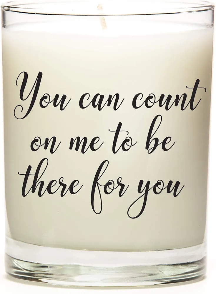 You Can Count On Me | 11 Ounce Clear Jar Candle | 8 Scent Options | Matte Black Font | Vanilla Fragrance | Personalized Candle Label