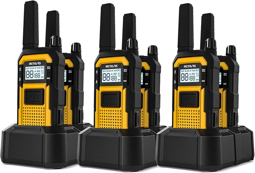 Retevis RB48 2 Way Radio Long Range, IP67 Waterproof Walkie Talkies Adults, Drop-Proof, 2000mAh, Emergency, Heavy Duty Two Way Radios, for Job Site Construction Warehouse(6 Pack)