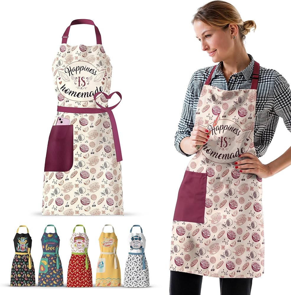 Waterproof Apron for Women with Large Pocket for Cooking & Baking - Oil and Stain Repellent