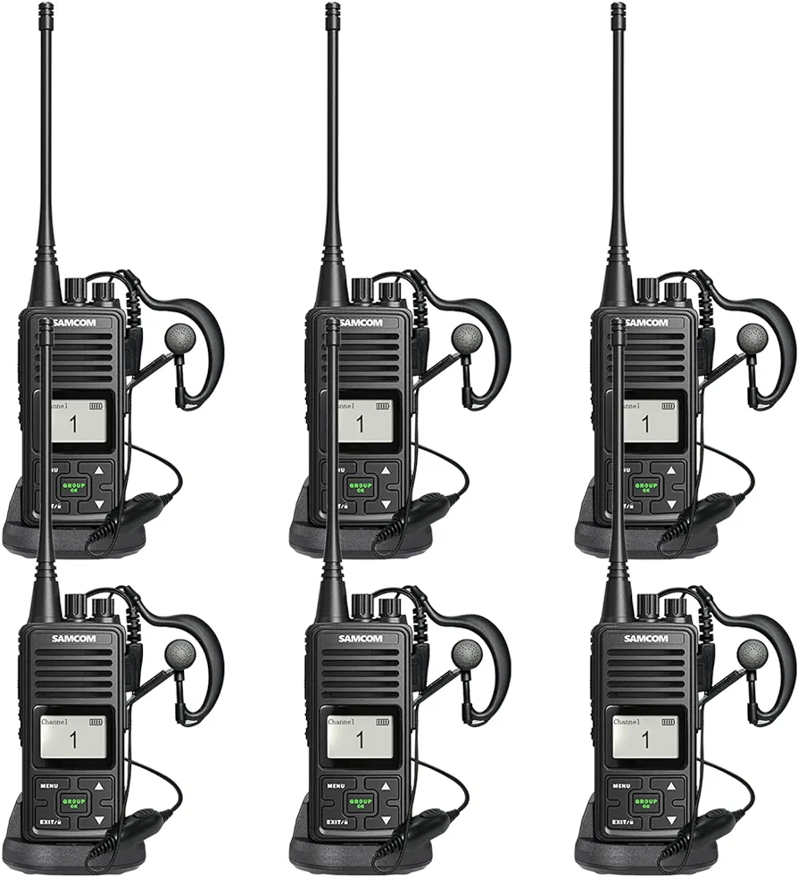 SAMCOM FPCN10A Two Way Radios Long Range, 3000mAh Battery High Power 2 Way Radios Walkie Talkies for Adults Rechargeable, Business Programmable Handheld UHF Radios with Dual PTT Group Talk, 6 Packs