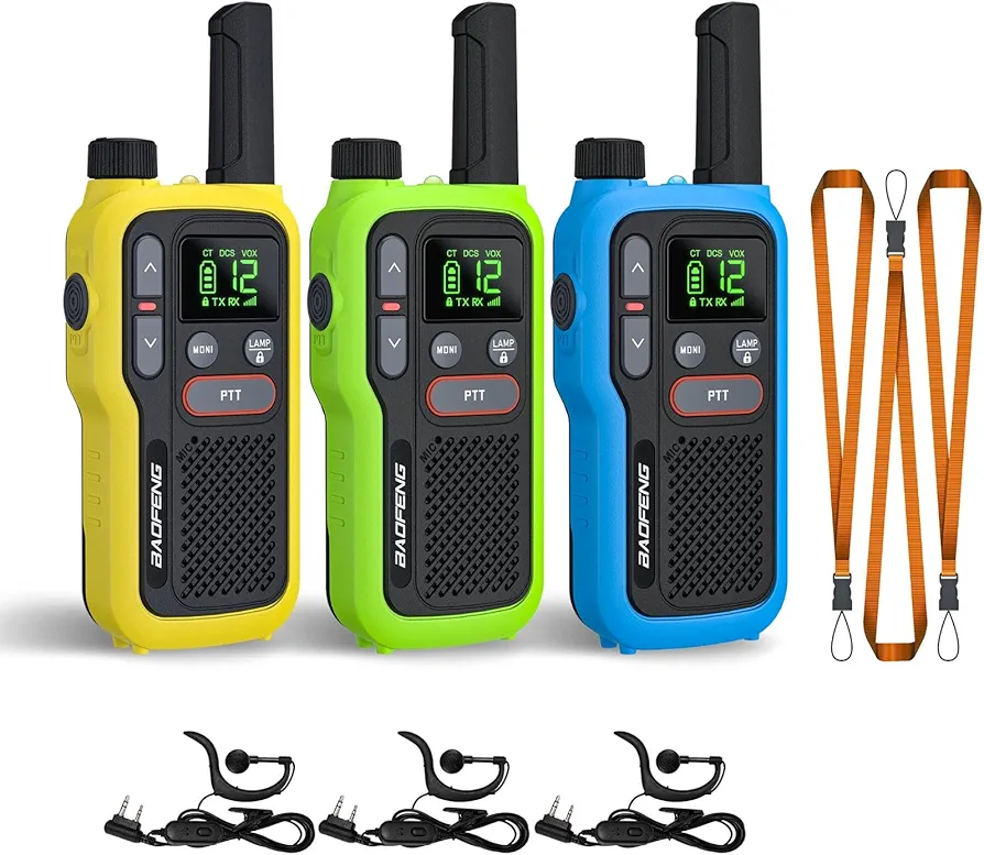 BAOFENG GT-18 Walkie Talkies for Kids Adult, License Free Long Range Rechargeable FRS Two Way Radio,1500mAh Battery, 22 Channels with Scan, Flashlight, VOX for Camping Hiking Family, 3 Pack