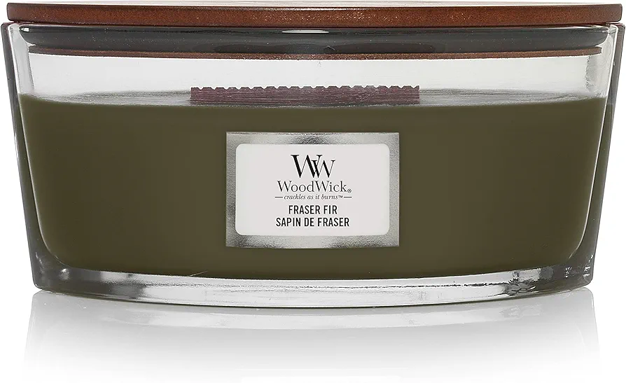 Woodwick Ellipse Scented Candle, Frasier Fir, Sophisticated 16oz with Dancing Flame | Up to 50 Hours Burn Time, Great for Any Home Decoration or Holiday Gift Ideas