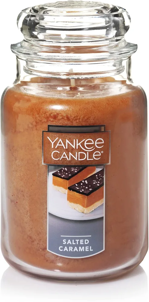 Yankee Candle Salted Caramel Scented, Classic 22oz Large Jar Single Wick, Over 110 Hours of Burn Time, Perfect for Gifting