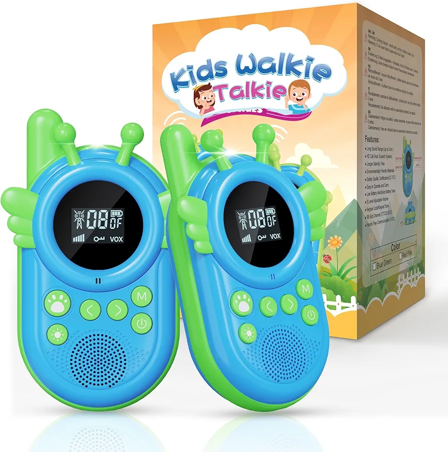 Walkie Talkies for Kids Ages 3-12, Family Radio with LED Flashlight, Perfect for Christmas and Birthday Gifts, VOX LCD Display for Hiking, Camping, Travel