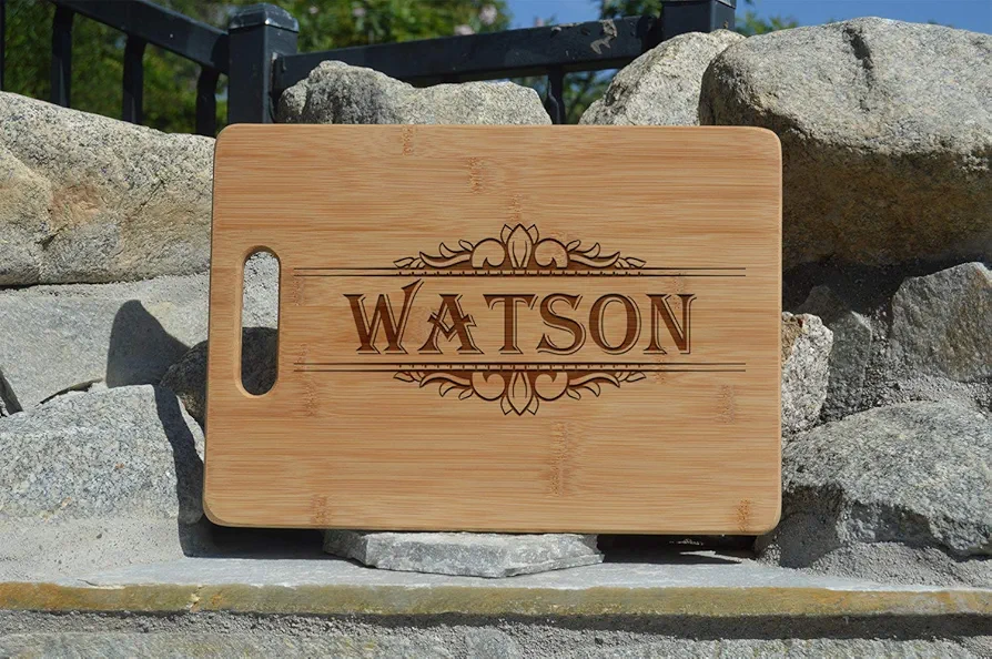 Family name Personalized Wooden Cutting Board -Fancy Custom Cutting Board - Housewarming Gift, Wedding Gift, Personalized (custom)