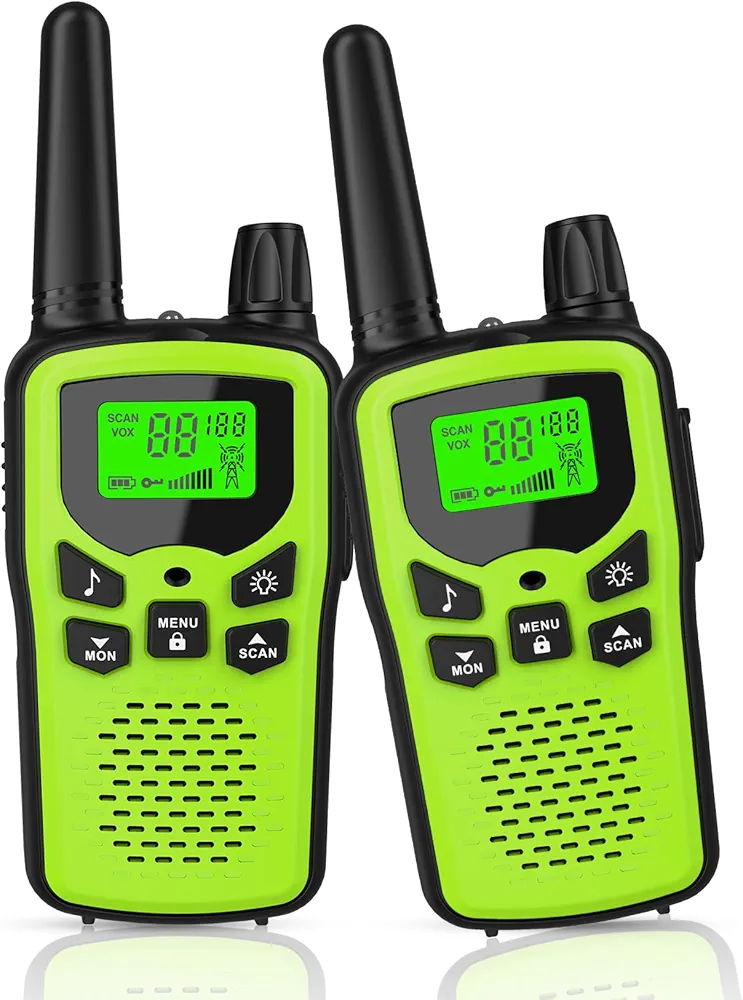 Walkie Talkies,Erelis Long Rang Walkie Talkies with 22 FRS Channels,Walkie Talkies for Adults with Lamp,VOX,LCD Display for Outdoor Activities (Green)