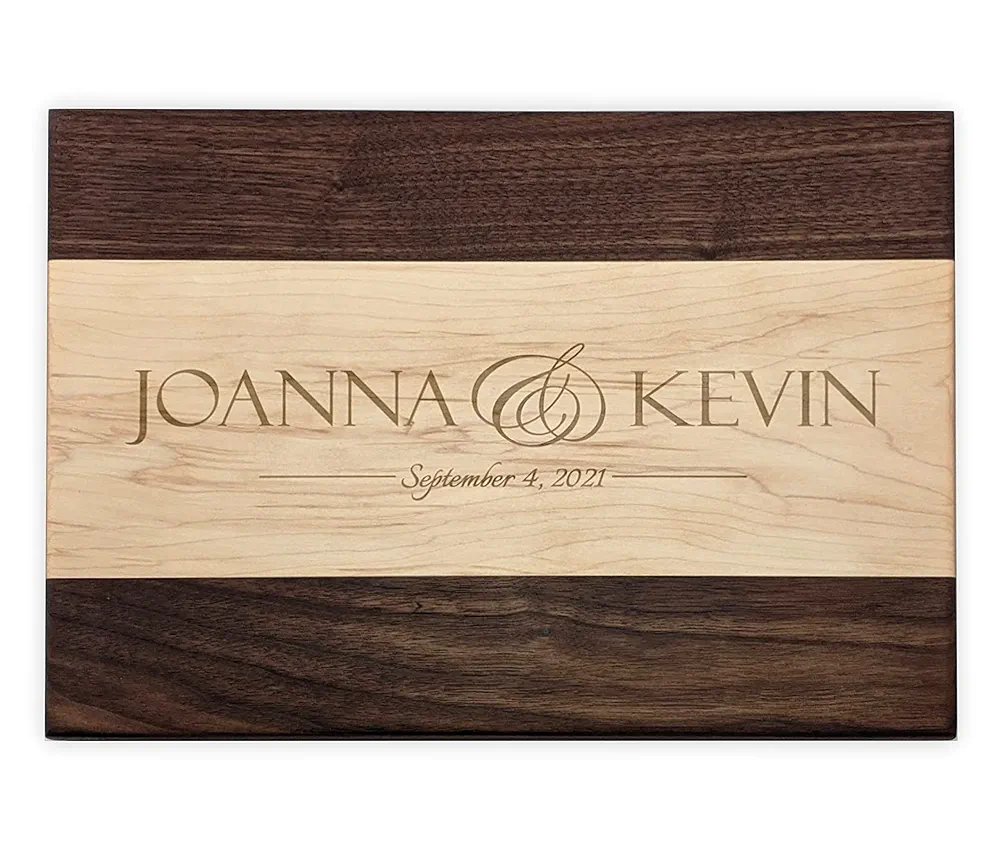 Personalized Laser Engraved Two Tone Maple And Walnut Cutting Board