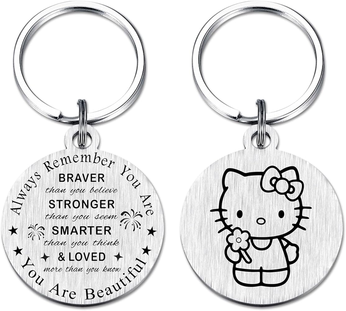 SOUSYOKYO Teen Girl Gifts for Birthday, You are Beautiful Girl Hello Keychain, Cute Female Inspirational Quote Gifts for Women Teenage Stuff