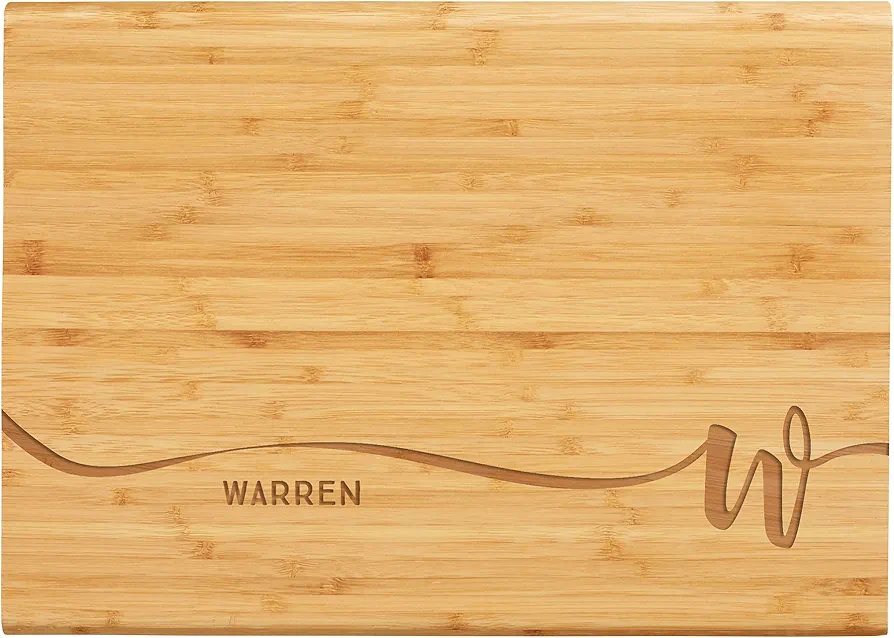 Script Initial Personalized Bamboo Cutting Board - Customizable Kitchen Gadgets, Ideal for Charcuterie Boards & Wedding Registry, Large Chopping Board with Unique Design, Gift for New Home 10" X 14"