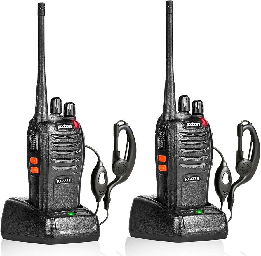 walkie talkies, 666S walkie talkies for Adults Long Range Rechargeable with Headphones and Li-ion Battery,2 Way radios has VOX/Noise Reduction/TOT/Flashlight/Monitoring/Scan Function（2 Pack）