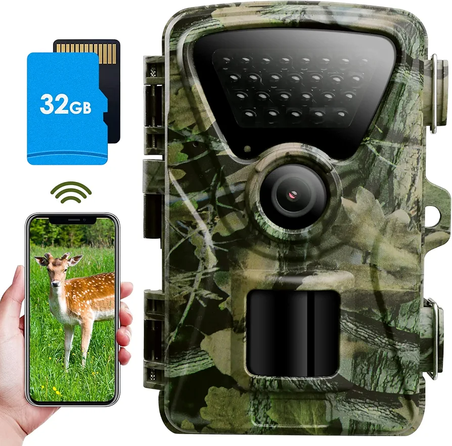 MAXDONE Trail Camera WiFi Game Camera - 1440P 32MP H.264 Trail Camera with No Glow Night Vision Motion Activated Waterproof (Wireless)