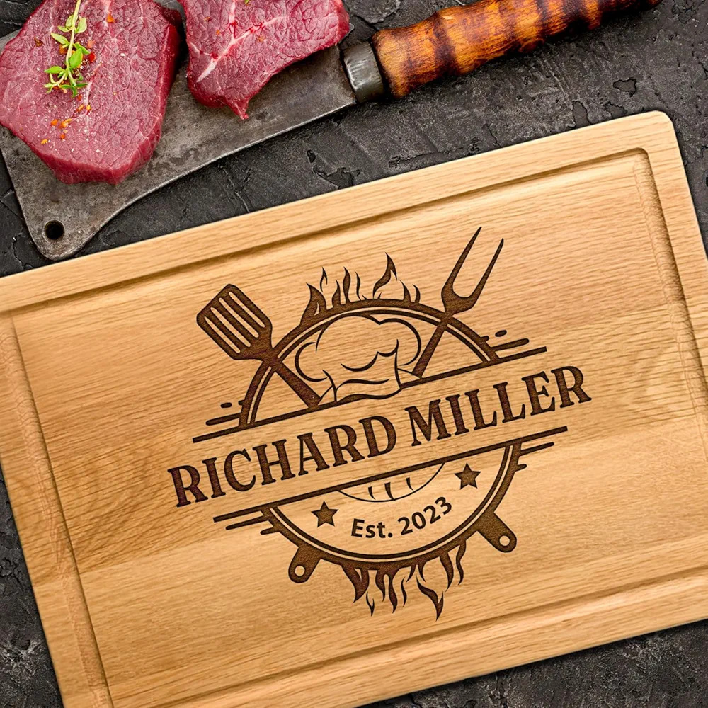 Personalized Men Cutting Board Gift for Christmas, Custom Grilling Gift for Dad, Grandpa, Men, Personalized BBQ Gifts for Men, Dads Birthday Customized Grill Gift, Grill Master Dad Husband Unique Gift