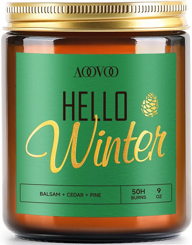 AOOVOO Winter Candle - Pine Candle, Scented Candles, Scented Candles, Soy Candle, 9oz, Christmas Candle