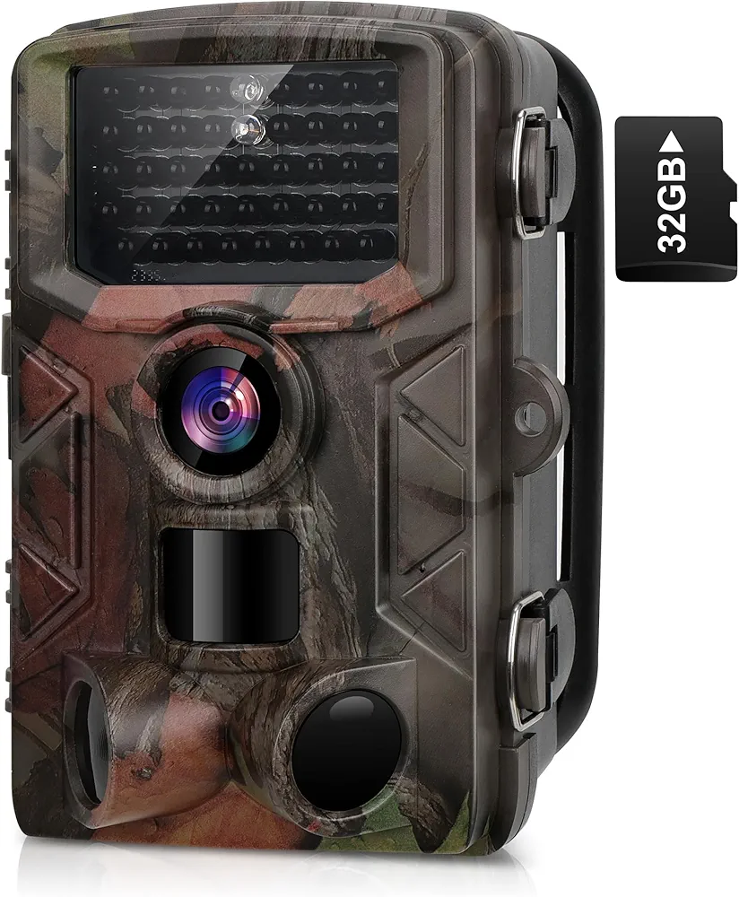 Trail Camera, 4K 50MP Game Camera with Night Vision 120°Wide-Angle Hunting Camera with 32GB TF Card 2” LCD Motion Activated Waterproof for Outdoor Wildlife Monitoring