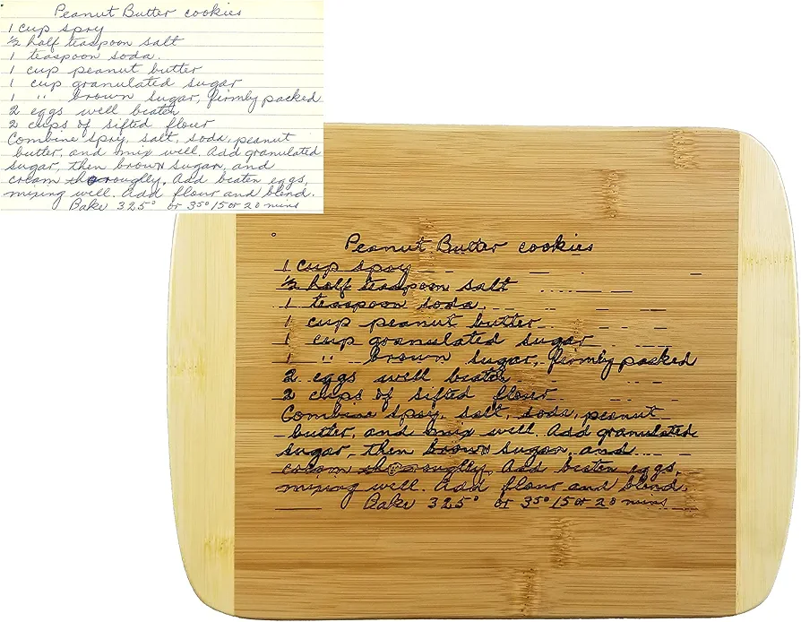 Personalized Wooden Custom Recipe Cutting Board (Thick), Handwritten Engraved, Recipe | Family Recipe, Family Heirloom Gift | Charcuterie, Meat, Cheese | Grandma Mom Mother Gift