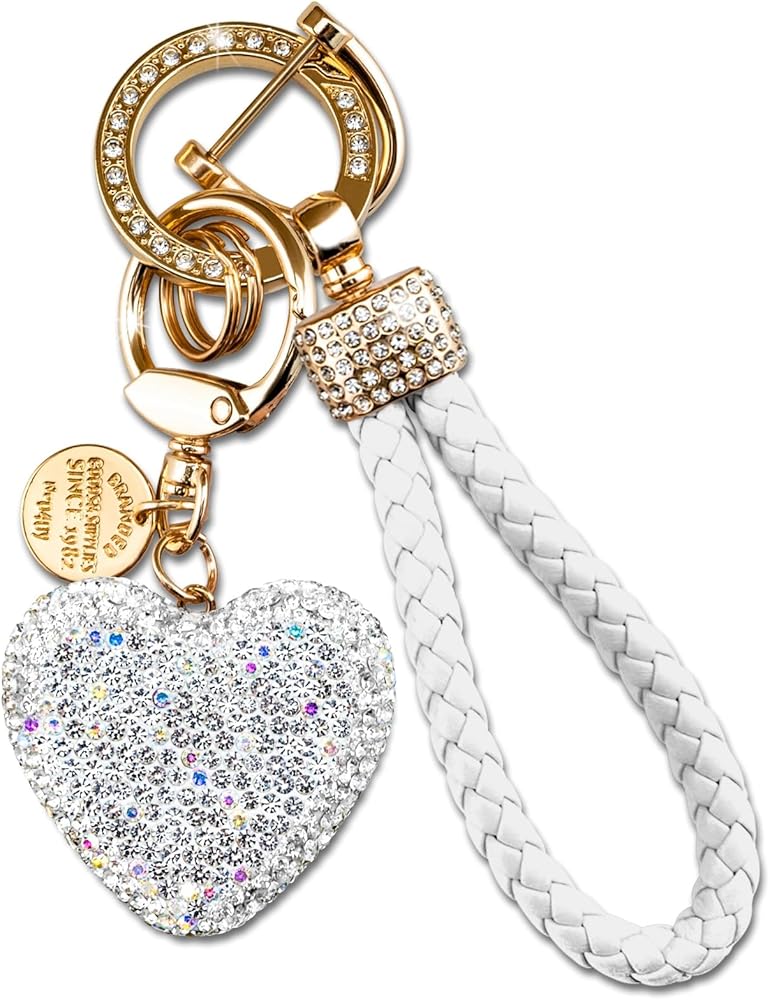 Heart Keychain Wristlet Bling Keychains For Women Girls Key Chain For Car Keys Purse Charms Handbag Backpack Accessories