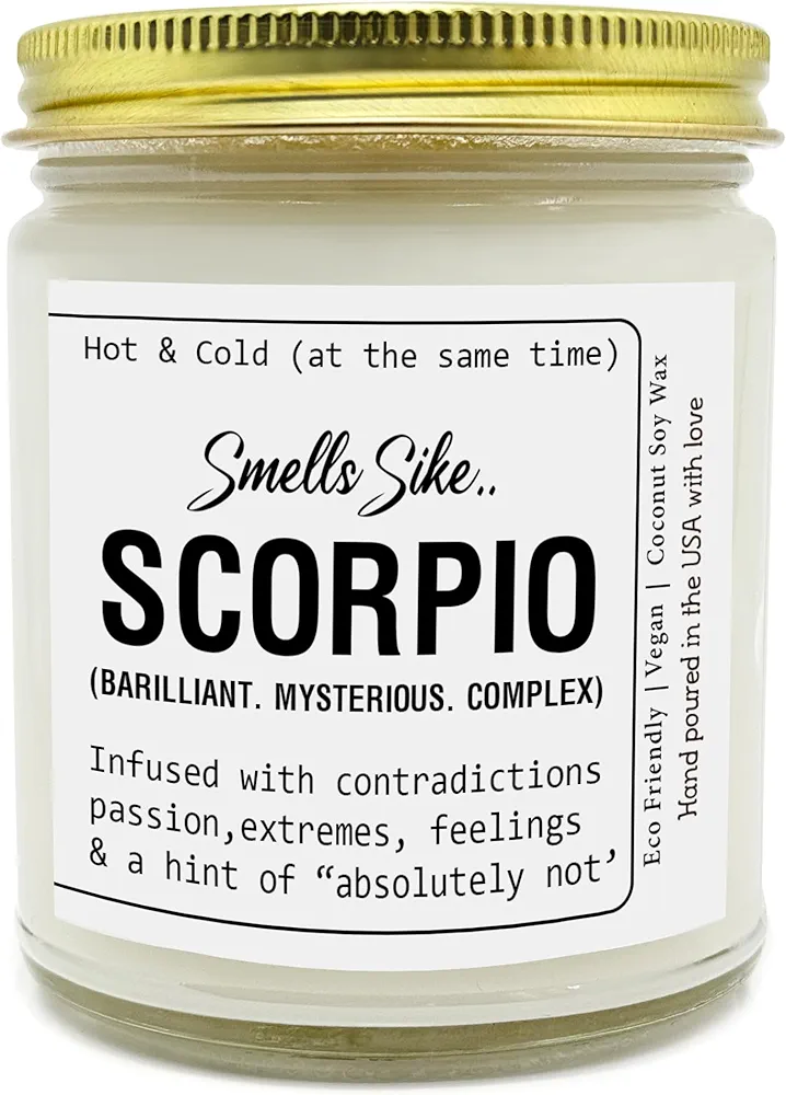 Scorpio Candle, Scorpio Gift, Scorpio Clear Jar Candle, Candle Non-Toxic, for Autumn, Winter, Fall (9Oz, Vanilla Bean)