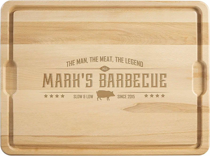 Personalization Universe Personalized Hardwood Cutting Board – “The Man, The Meat, The Legend” - Custom Engraved Cutting Board, BBQ & Grilling Gift, Large Wooden Cutting Board- 15” X 21”