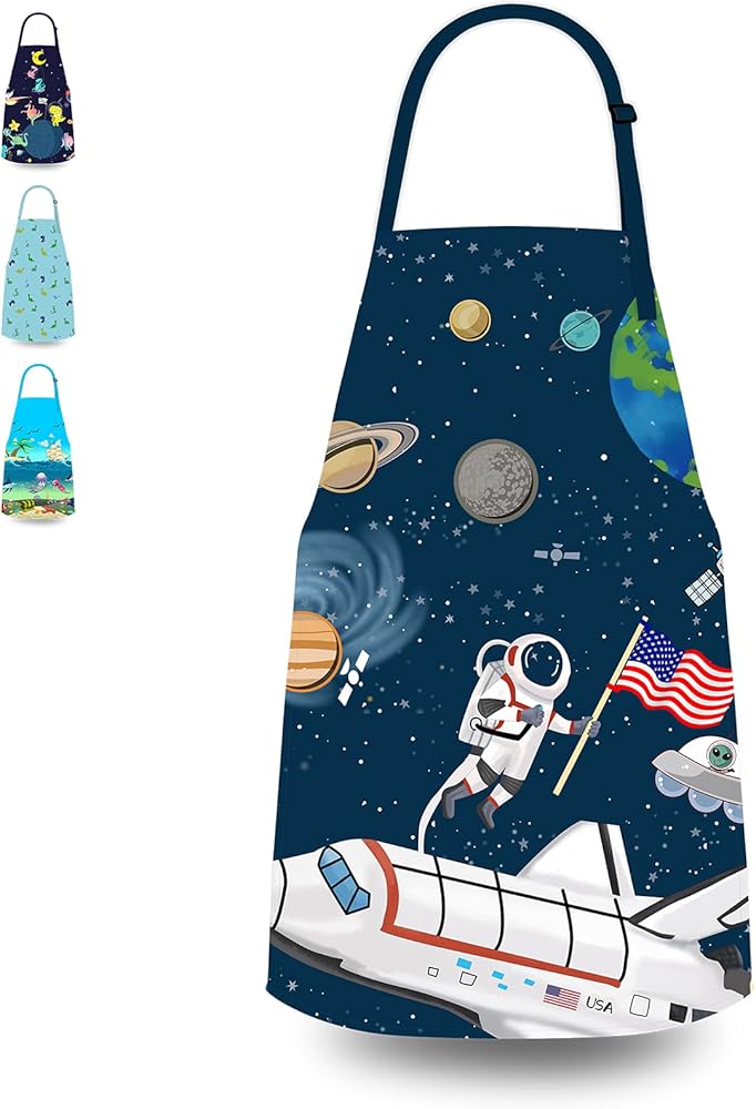 Kids Apron for Boys, Unisex Apron With Adjustable Neck strap, Kitchen Bib Apron for Cooking Painting Baking