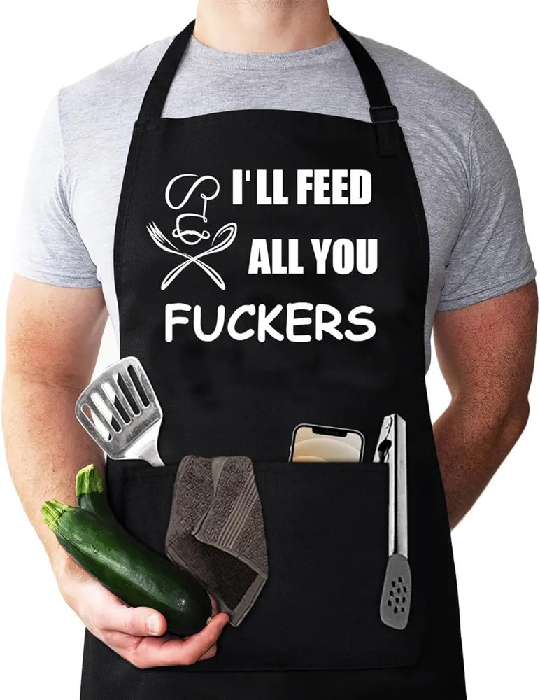 Aprons for Men, Mens Apron, Funny Aprons for Men, Husband Birthday Gift, Gifts for Husband, Father's Day Gifts for Dad, Perfect for Kitchen Cooking, BBQ, Baking.