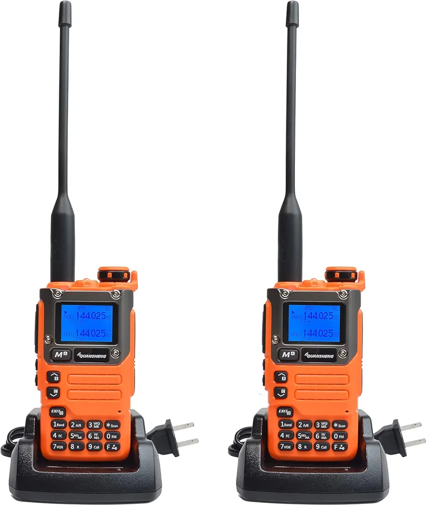 UV-K5(8) UV-K6 Walkie Talkie, AM/FM Air Band Receiving,VHF/UHF Dual Band Rechargeable Two Way Radio with NOAA Weather Alert,Type-C Port (Orange,2 Pack)