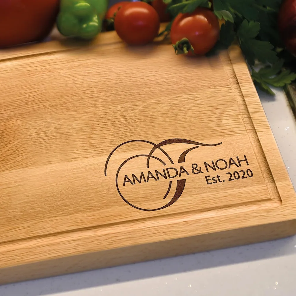 Personalized Cutting Board for Couple, Wedding, Bridal Shower, Engagement, Housewarming, Anniversary, Birthday & Christmas Gift Idea for Women and Men, Custom Wood Engraved Cutting Block