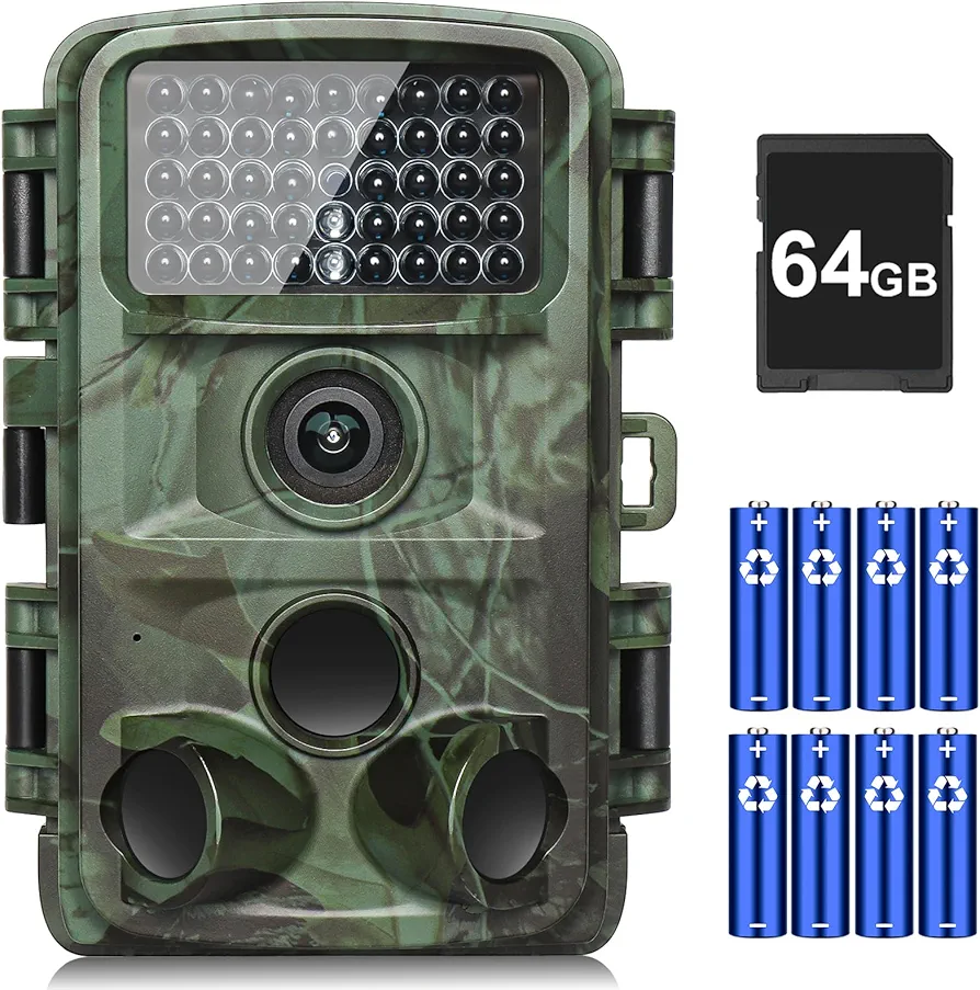 KJK Trail Camera 130 Wide-Angle with 45pcs No Glow Infrared LEDs for Outdoor Wildlife (Green)