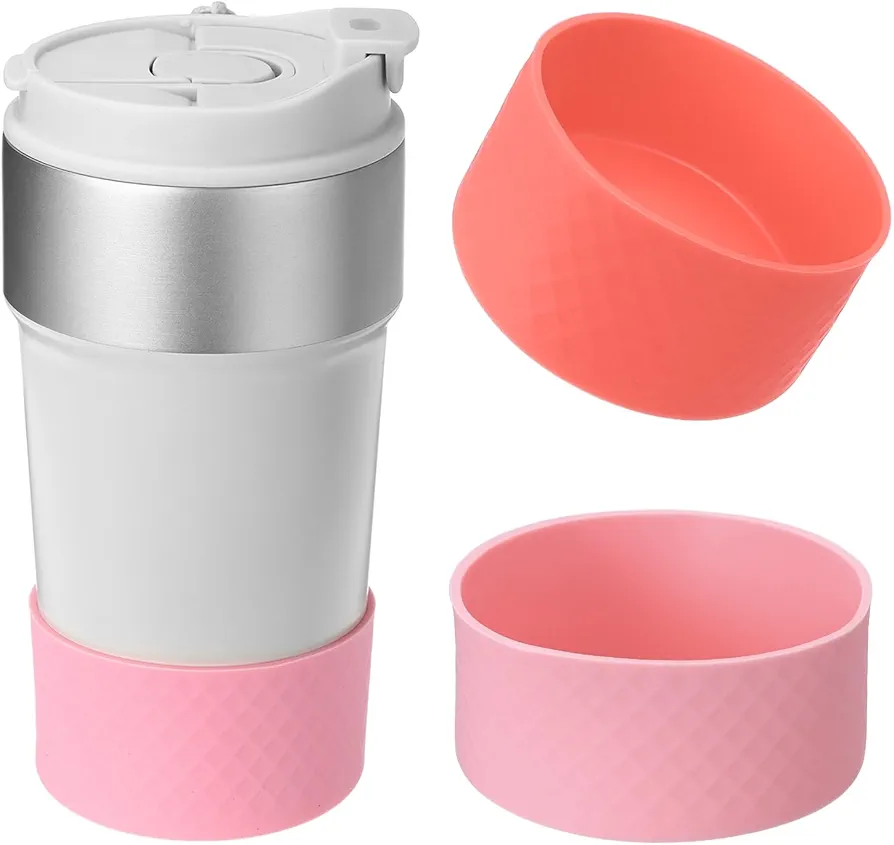 PATIKIL Silicone Water Bottle Boot, 2 Pcs 4 Inch Water Bottle Protective Sleeves 32-40 oz Anti-Slip Bottom Cover Sleeve Accessory Protector for Sports Water Bottles, Pink/Coral Pink