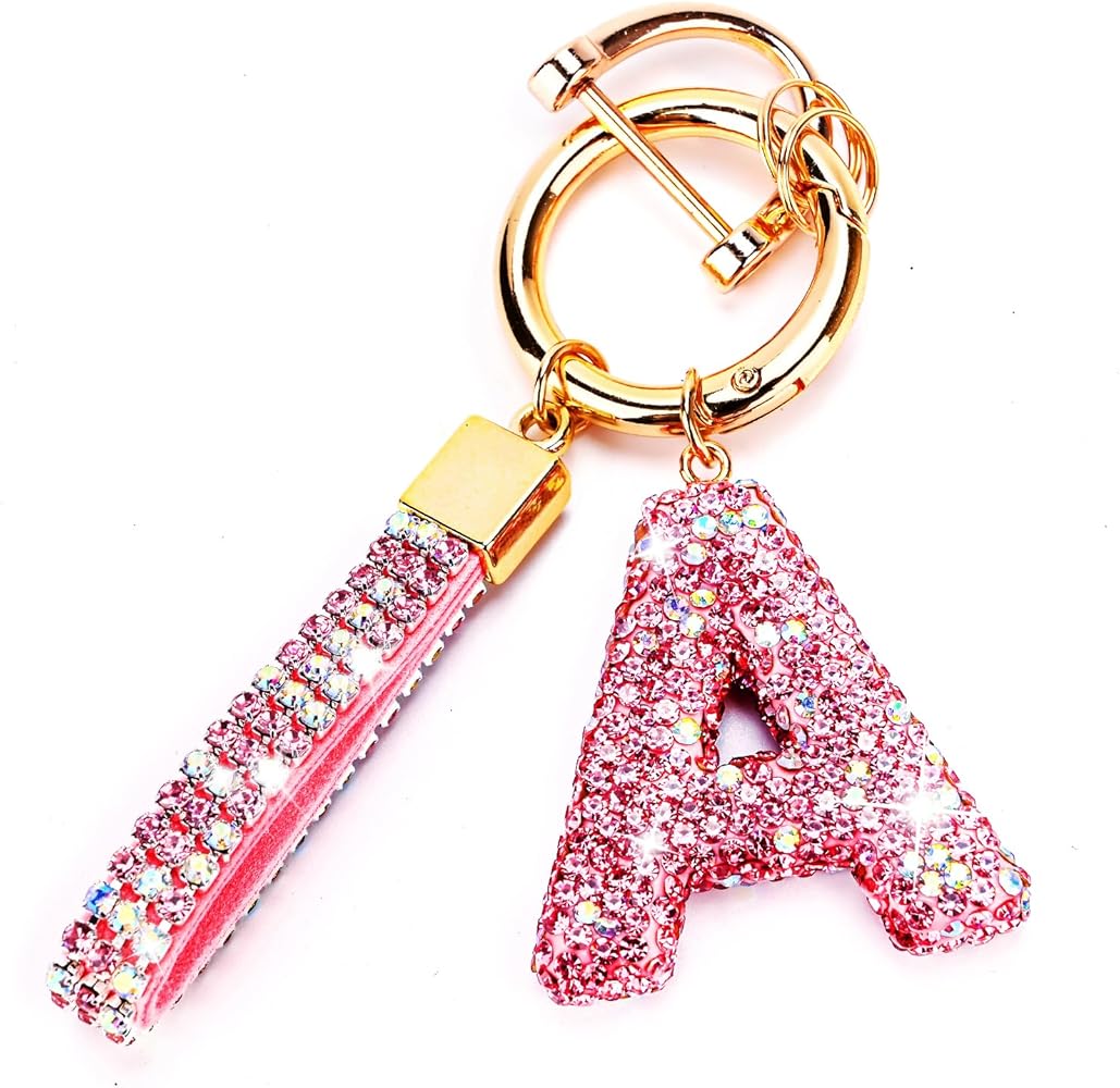 Initial Car Keychains for Women Girls,Bling Cute A-Z Key Chains for Handbags,Personalized Gift