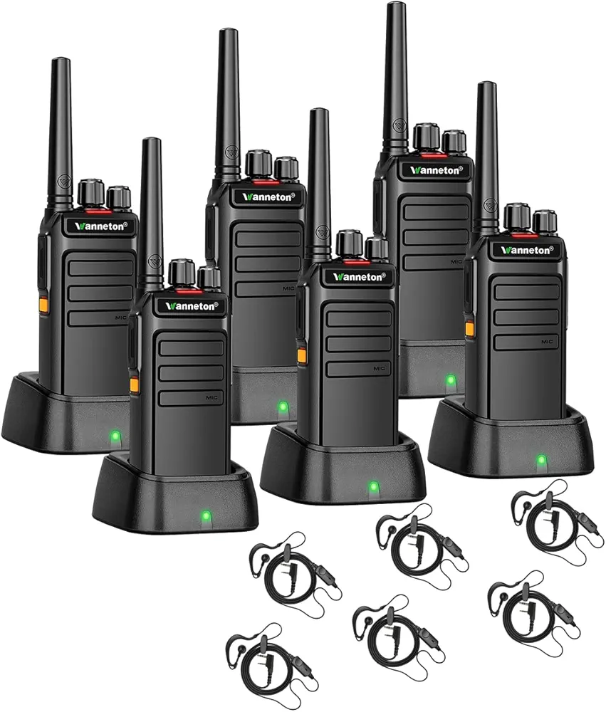 Rechargeable Walkie Talkies Long Range for Work,Waterproof Handheld Radio with Wireless Frequency Copy can Talk to Most Other Brands and Models of walkie-talkies（6 Pack）