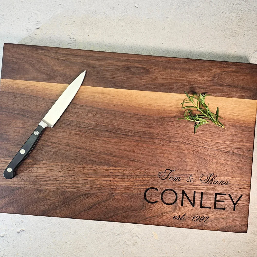 Personalized Engraved Wood Cutting Board - 9 Designs and 4 Wood Types - Made in the USA - Custom Wedding Gift, Anniversary Gift, Housewarming Gift, Gift for Mom or Dad, House Closing Gift (Design #9)