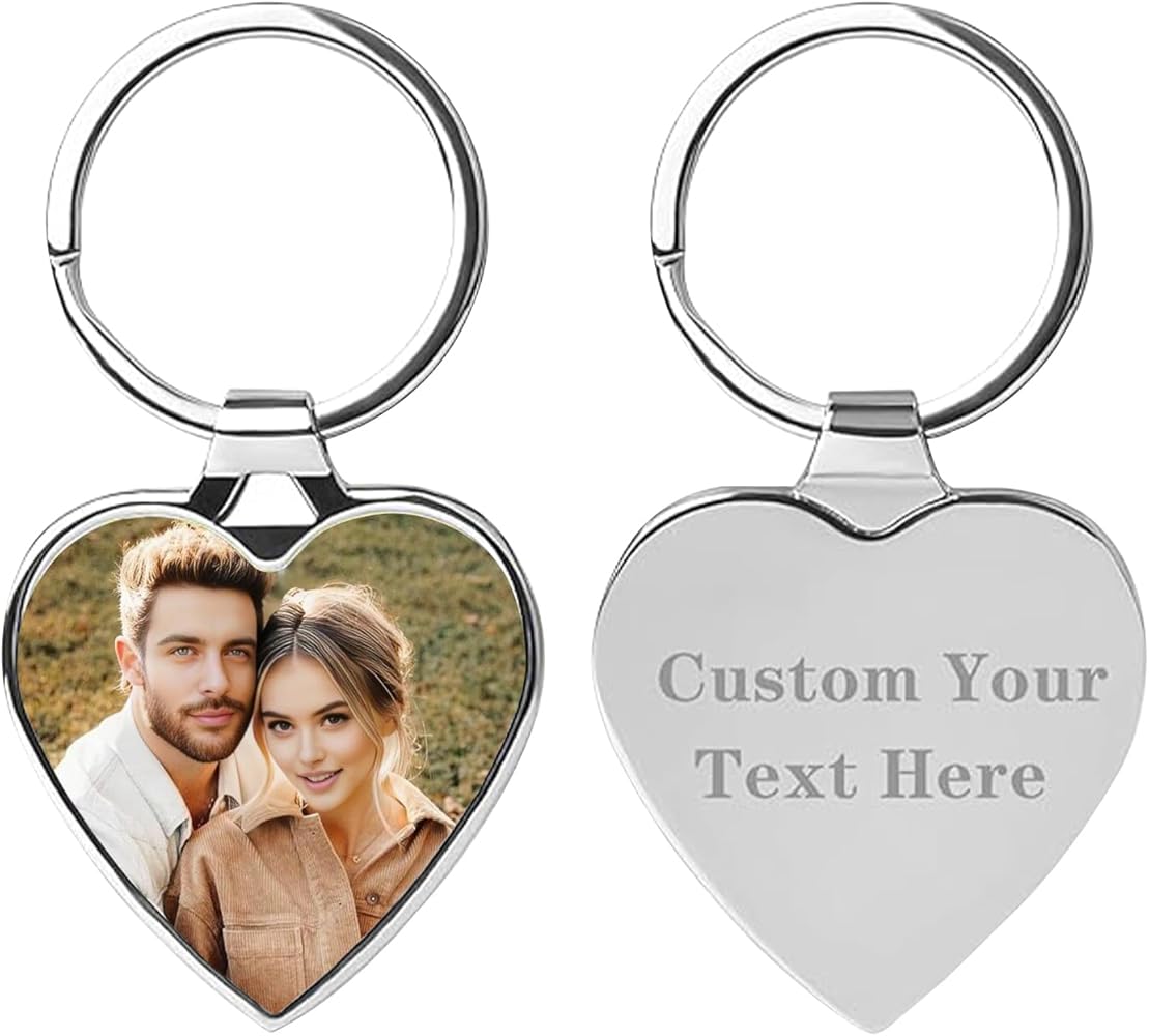 Custom Keychain with Picture Personalized Engraving Photo Text Keychains Customized Key Chain for Men Boyfriend Lovers