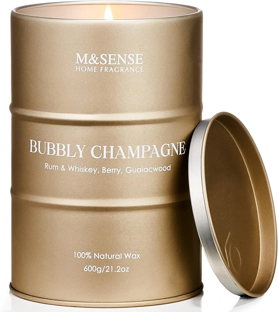 M&SENSE Bubbly Champagne Large Candles for Home Scented, Candles Gifts for Women & Men, Natural Soy Candles, House Warming Gifts New Home, 120 Hours Long Burning, 21.2 oz