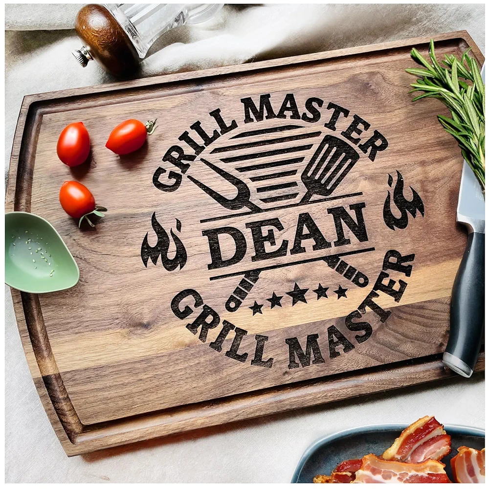 Personalized Grill Wood Cutting Board Handmade in USA – Best Serves as Chopping board, Charcuterie board, Cheese board – Wooden Grilling Gift for men Birthday, Christmas, Father's Day & Anniversary