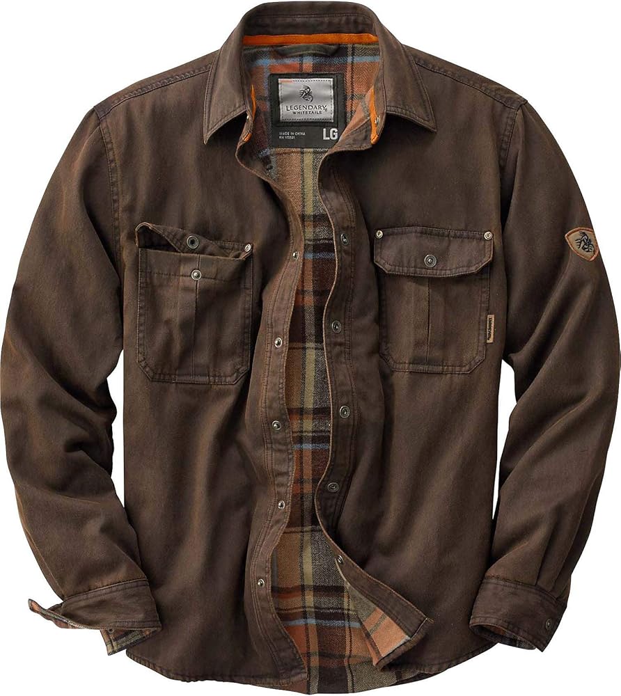 Legendary Whitetails Men's Journeyman Shirt Jacket, Flannel Lined Shacket for Men, Water-Resistant Coat Rugged Fall Clothing