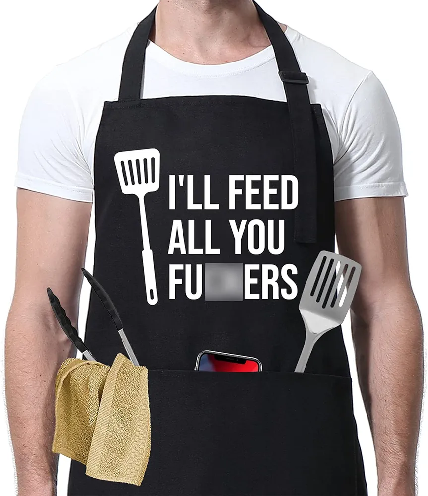 Miracu Funny Cooking Aprons for Men Women - Dad Gifts, Funny Gifts for Men Mom - Fathers Christmas, Birthday Gifts for Dad Step Dad Brother Boyfriend Husband - Cool BBQ Grilling Chef Apron for Men