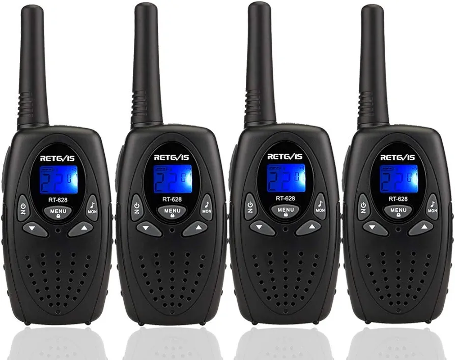 Retevis RT628 Kids Walkie Talkies,Long Range Walkie Talkie,Kids Toys for 5-13 Year Old Boys Girls,Key Lock Crystal Voice, Walky Talky for Camping Hiking(Black,4 Pack)